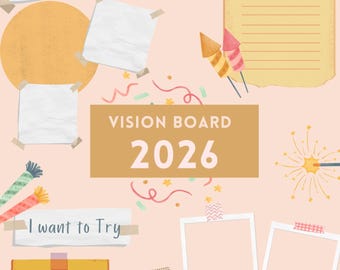 Plantilla de tablero de visión 2026: Propósitos y objetivos de Año Nuevo (descarga digital)