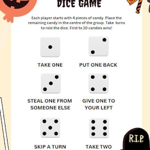 Halloween Candy Dice | Candy Dice Game | Halloween Candy Game | Halloween Games School Classroom | Halloween Games for Kids | Printable Game