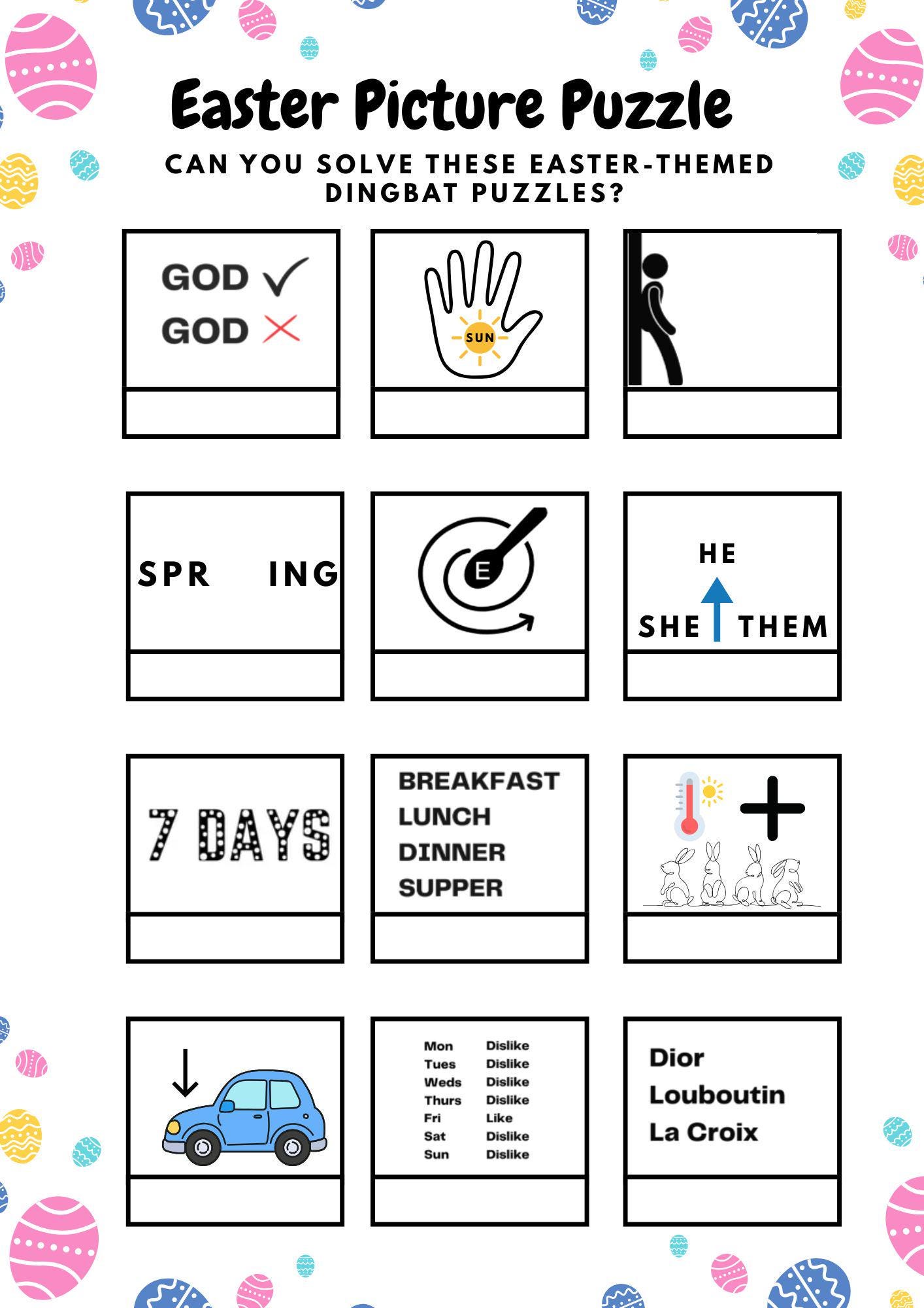 Easter Dingbats Picture Puzzle: Rebus Game, Family Fun (digital
