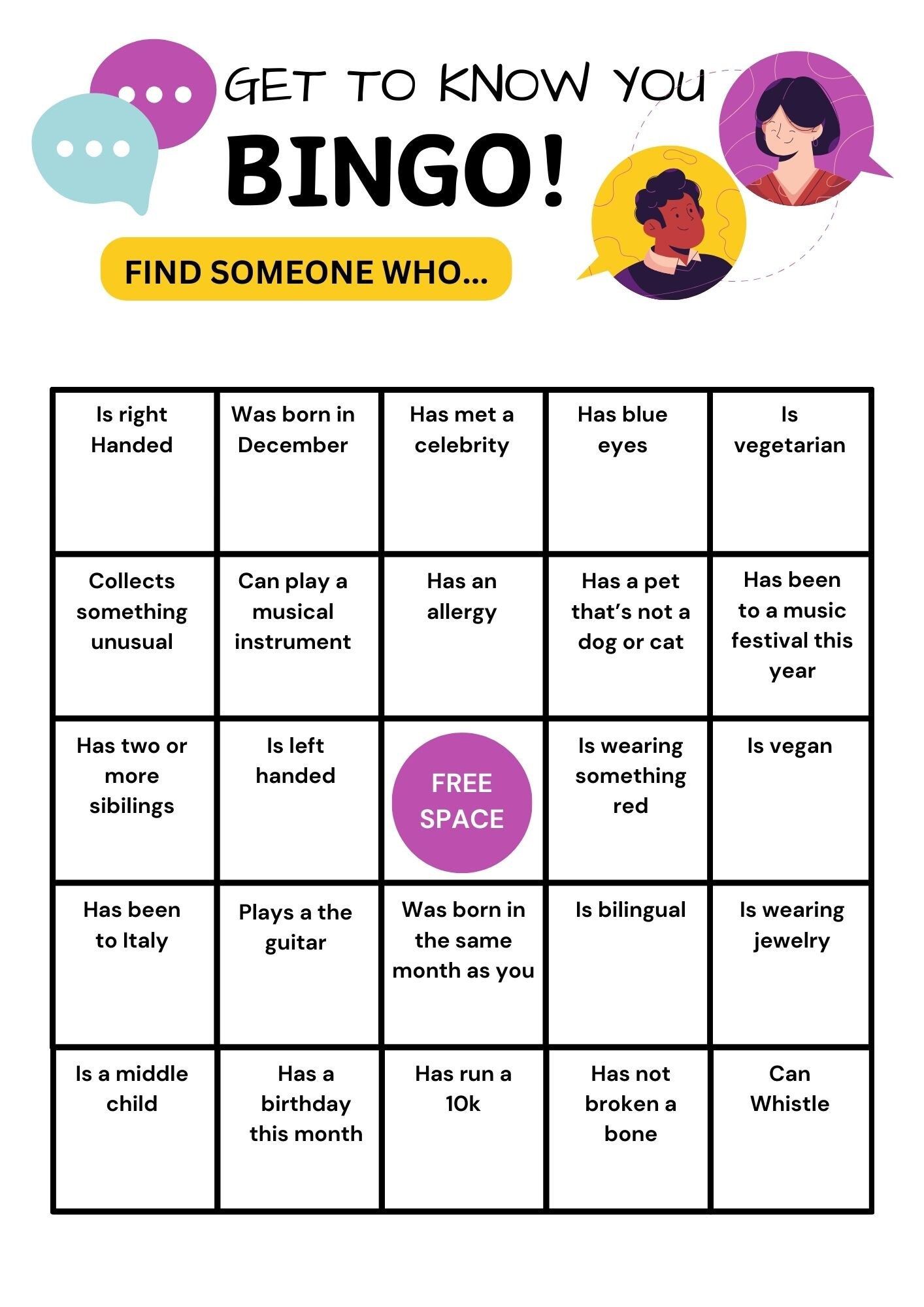 Get to Know You Bingo, 10 Human Bingo Cards, Icebreaker Office Party ...