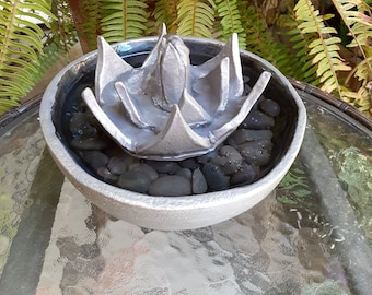 Small Pewter Finish Lotus Fountain