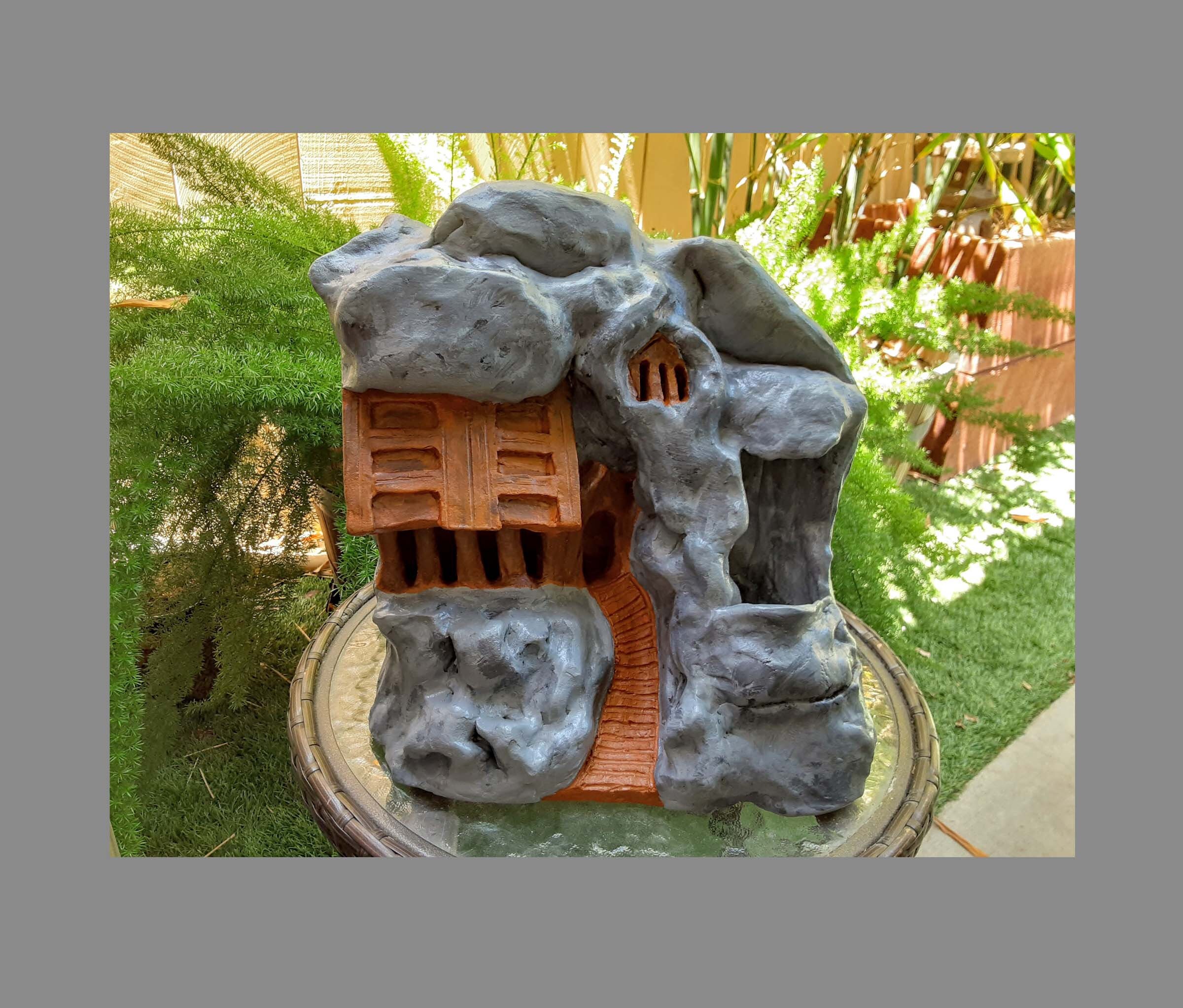 Mountainside Retreat Waterfall Sculpture Etsy