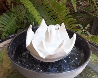 Table Top Lotus Fountain in Pewter