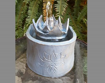 Lotus Fountain with Pewter Finish