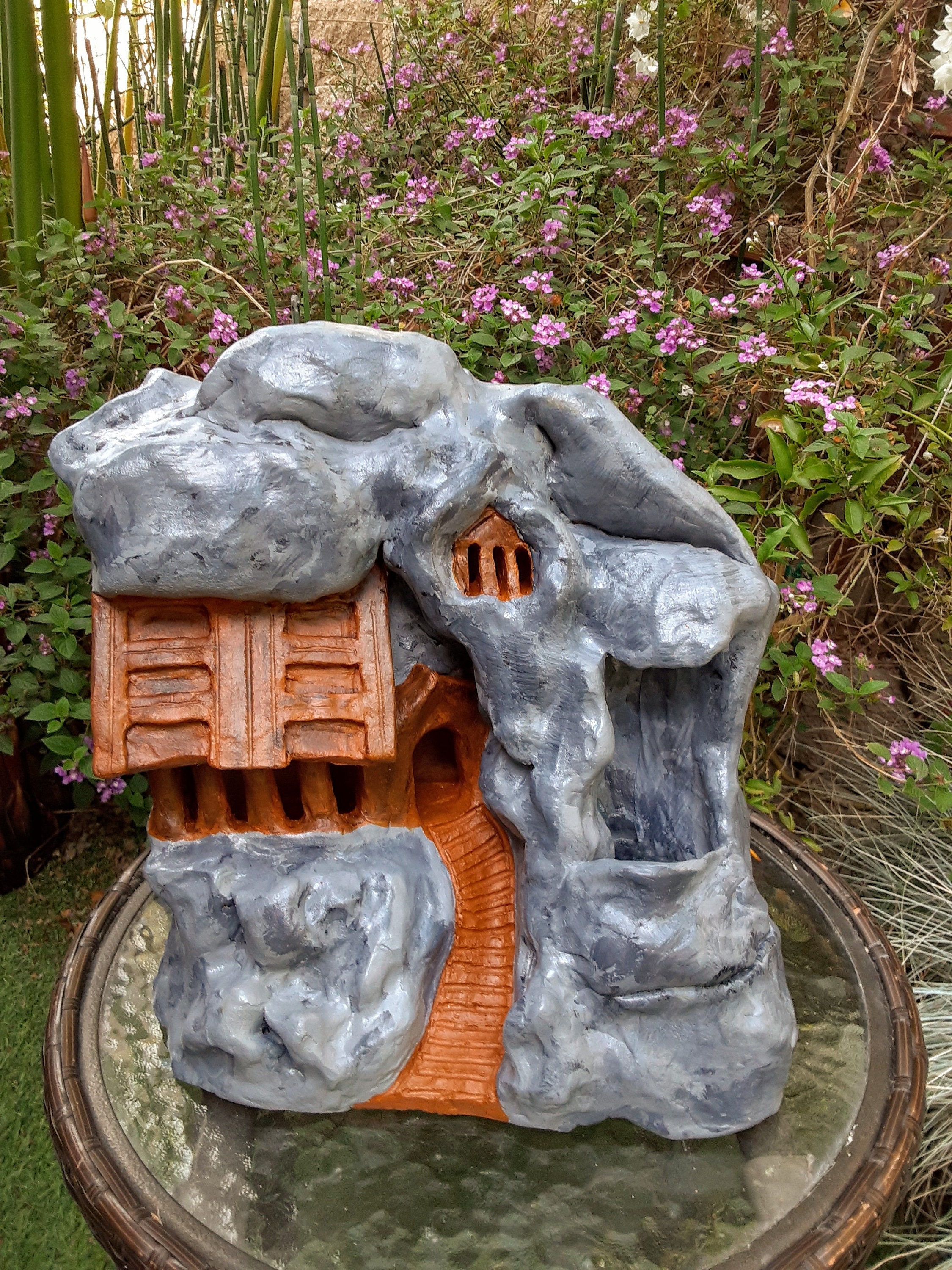 Mountainside Retreat Waterfall Sculpture Etsy