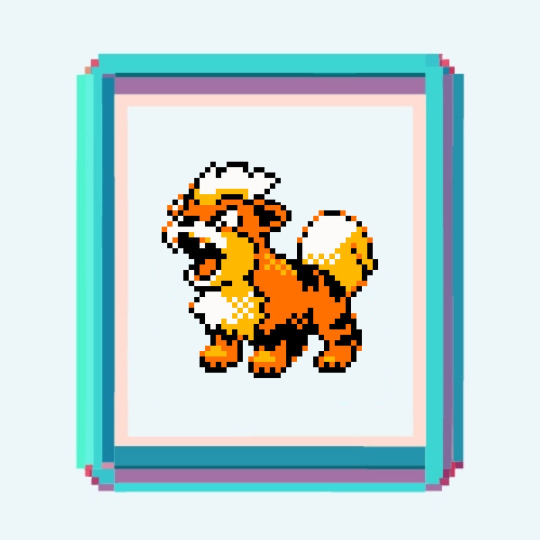 Growlithe Pokemon Pixel Art Printable Digital Poster 2 Files Etsy