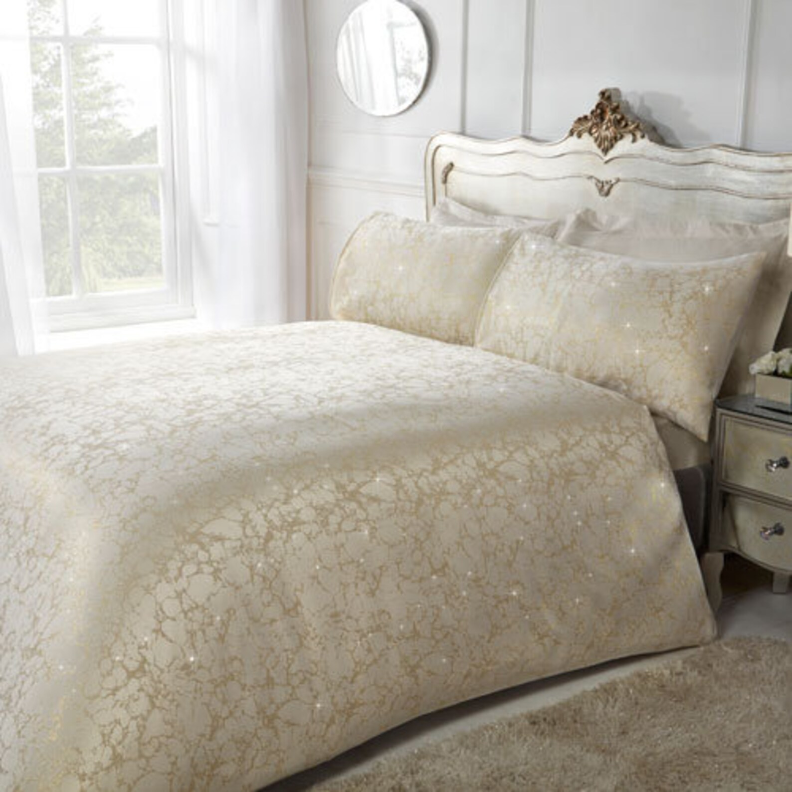 Lurex Jacquard Marble Gold Duvet Set in Single Double King & Etsy