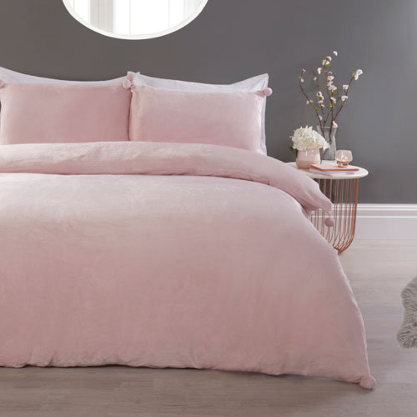Pom Pom Comfy Fleece Pink Duvet Set in Double & King Size Etsy