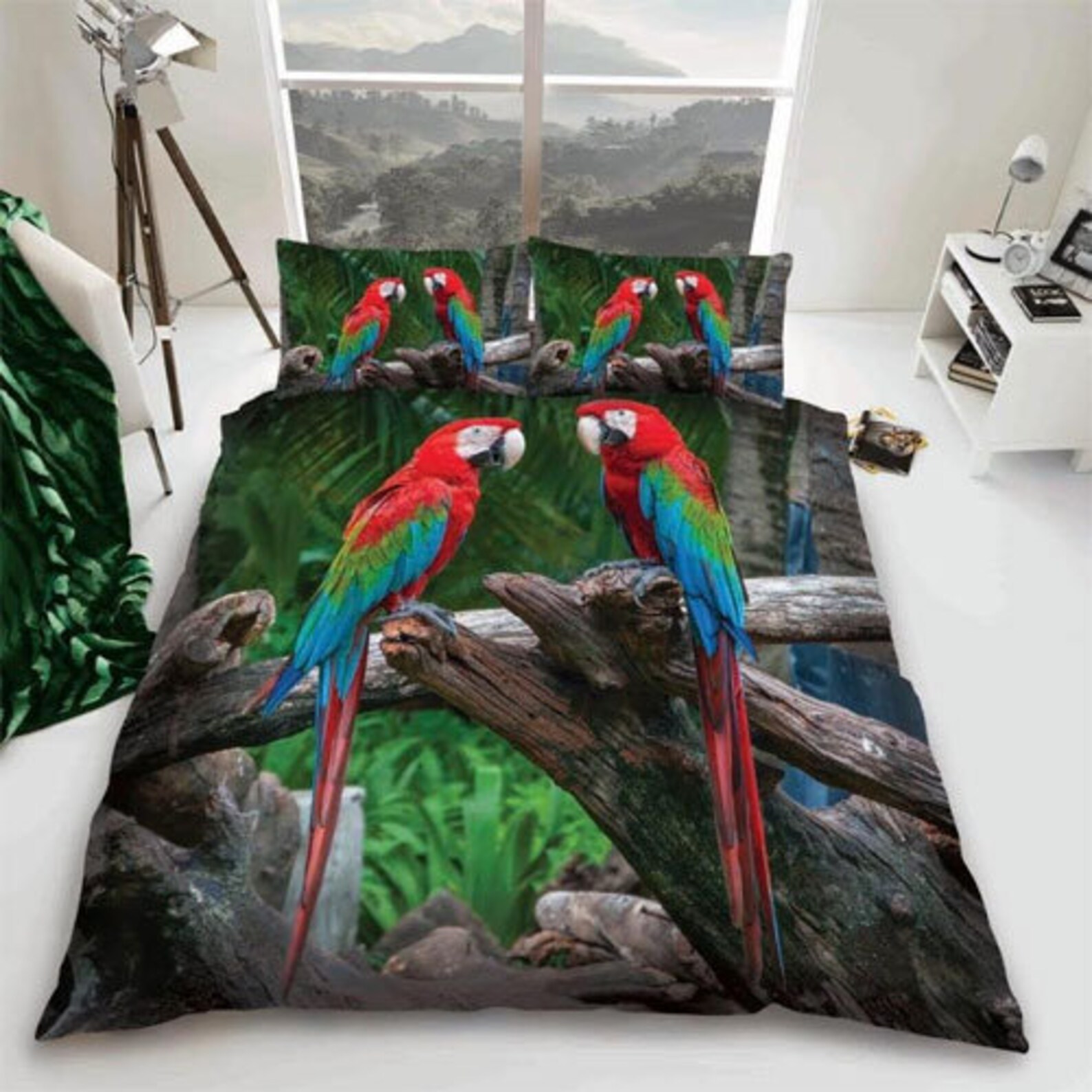 Luxury Parrot Reversible Duvet Cover Bedding Set in Single Etsy