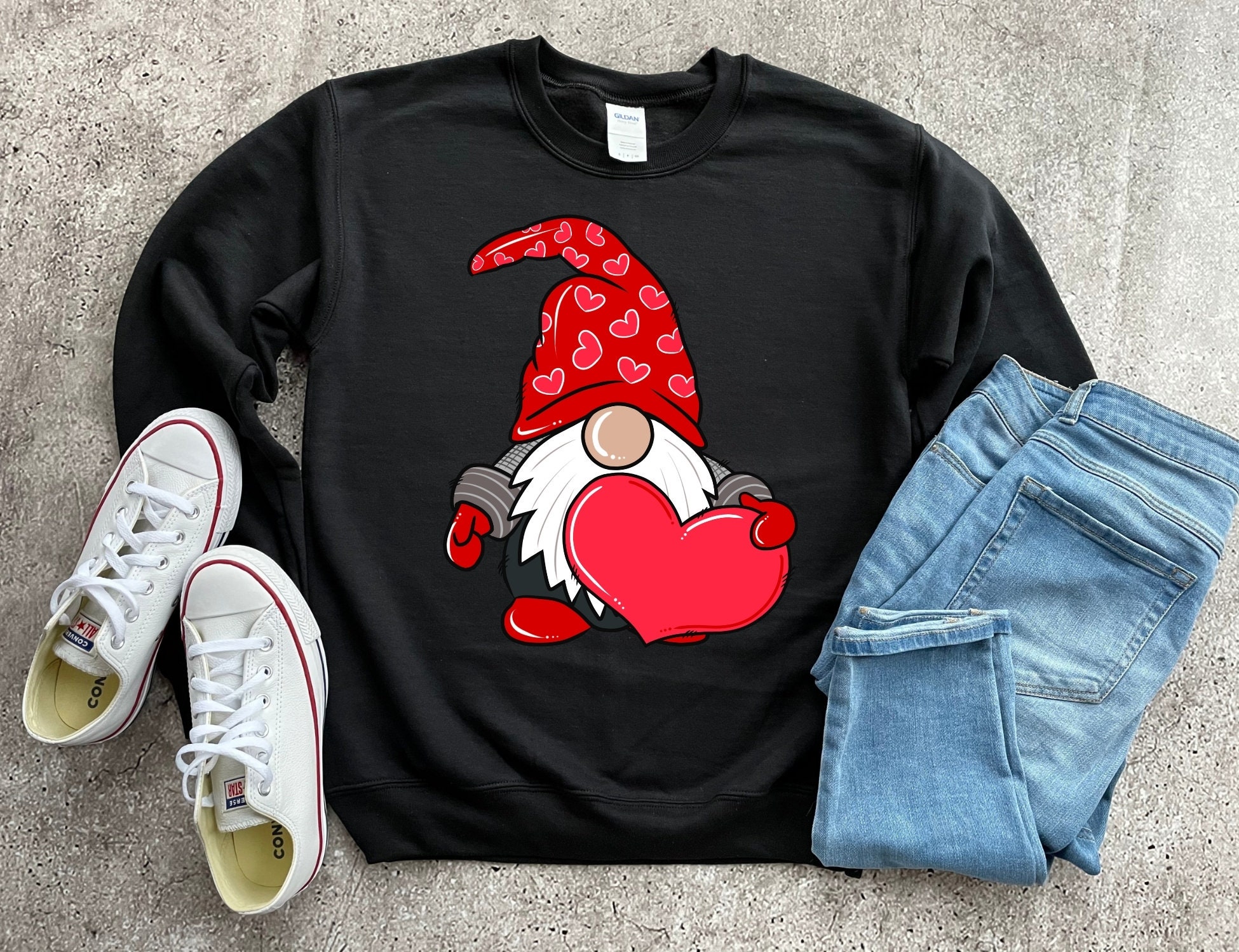 Cute Gnome With Heart Shirt/Sweatshirt Valentine Gnomes | Etsy