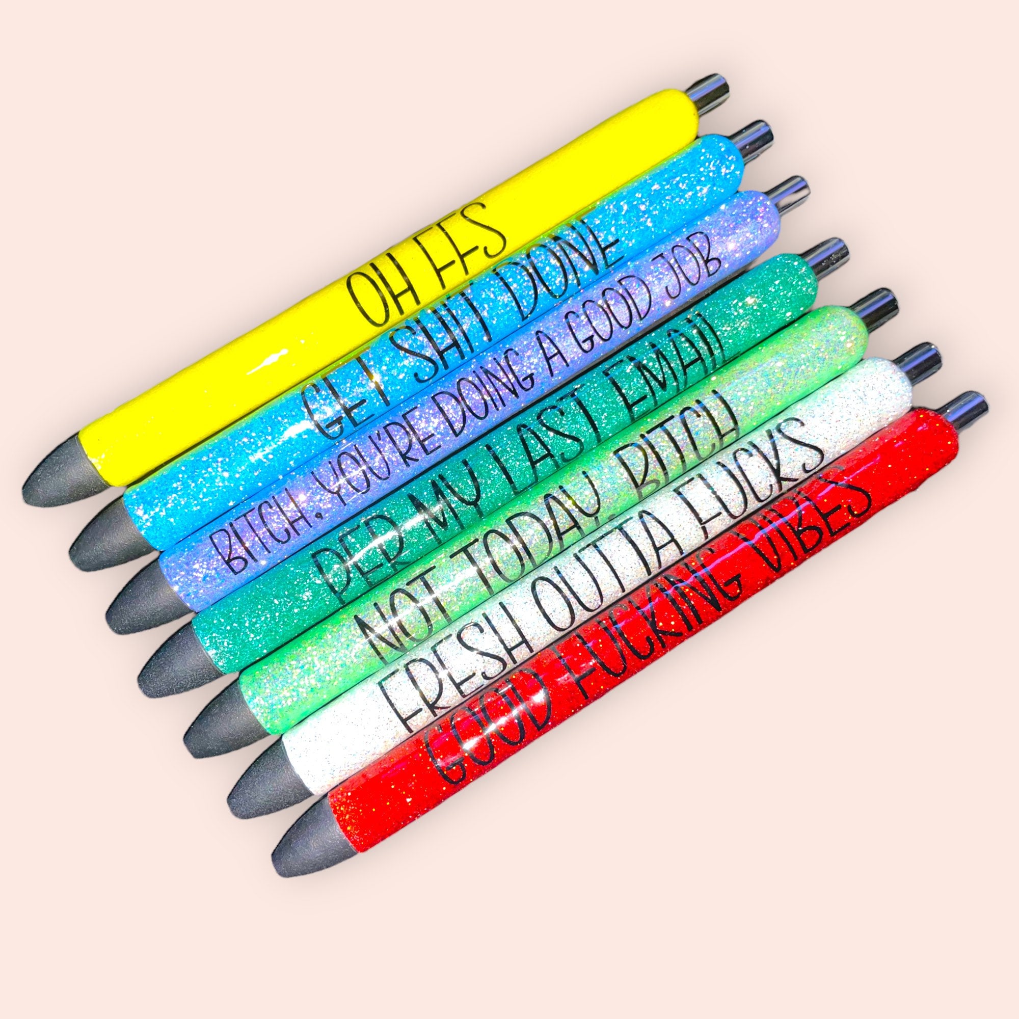 Swear Word Pen Set, NSFW Funny Pens with Sayings for Adults in Gift Box