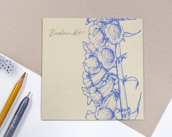 Botanical greeting card with envelope | Bedankt wenskaart met bloem illustratie