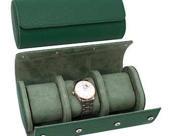 Luxury Leather Watch Case Roll for 3 Watches