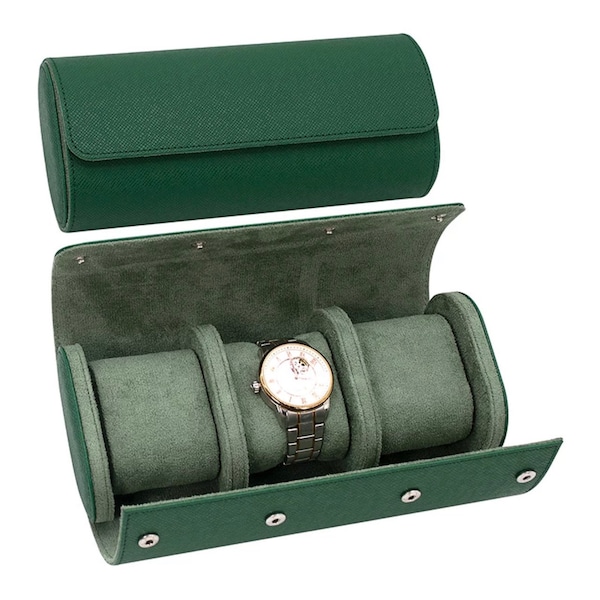Luxury Leather Watch Case Roll for 3 Watches