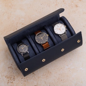 Rotolo porta orologi in pelle di lusso per 3 orologi