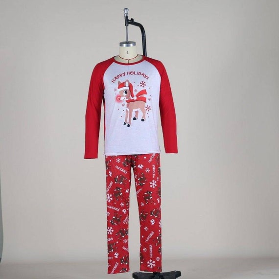 Family Christmas Pyjamas Set Top and Bottom With Print happy Holidays Etsy Canada