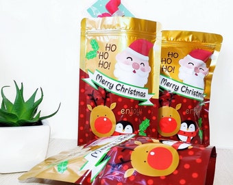 Christmas Goodies Treat bags. Lovely pouches filled with Christmas treats for all age groups.