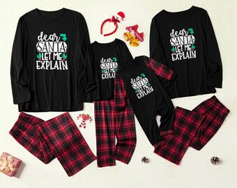 Dear Santa Let Me Explain- Christmas Plaid Pajamas Sets (Flame Resistant)