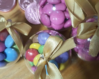 Small Chocolate filled Christmas Baubles. Smarties. Jelly Tots.