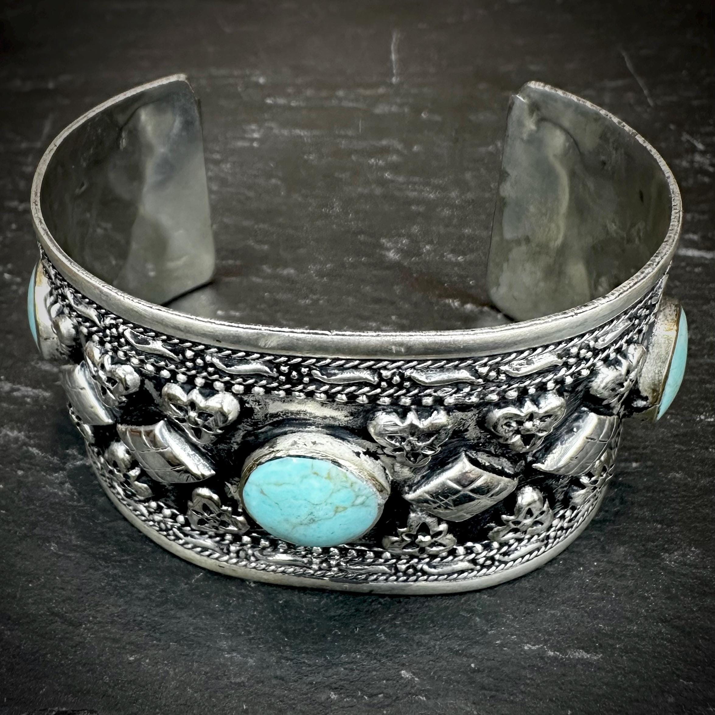 Spell Binding Silver Work Native American Turquoise Sterling Silver Bracelet Spell Binding Silver Work Native American Turquoise Sterling Silver Bracelet