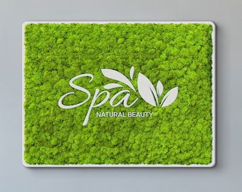 Moss logo sign, Custom Moss Wall Art, Preserved Moss Custom Logo Sign, Custom Moss LED Light Logo, Office Moss Decor, Company Logo moss art