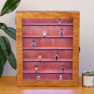 Wood display case with led, Display figure shelf, Display shelves, Led Display for collectibles, Display cabinet case with glass door