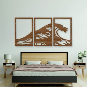 Wooden Wall Panel Decor  Surfing Lovers Gift Wood Modern Decor Wood Wall Hanging Geometric Wood Wall Art