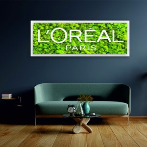 Custom Moss Wall Art, Real Moss Custom Logo Sign, Custom Moss LED Light Logo, Office Moss Decor, Maintenance Free Moss, Company Logo