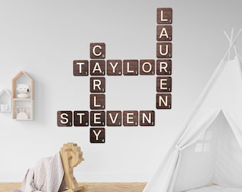 Scrabble tiles wall art, Family Wall Art, Lastname wood Sign, Scrabble wall art Decor, Letter tiles wall decor, 3D Wall Kids room decor