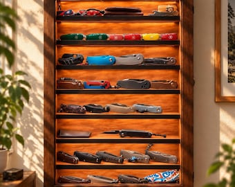 Knife Display Case, Collectible Knife Holder, Plywood Wall Display, Glass Door Storage