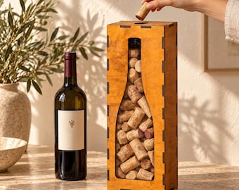 Wine Cork Holder, Wooden Memory Box, Wine Cork Shadow Box, Wine Lover Gift
