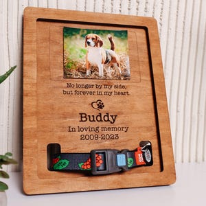 Pet Memorial Standing Frame, Custom Pet Memorial Sign, Pet Loss Gift, Memorial Pet Collar With Photo, Pet Collar Holder, Dog Bereavement