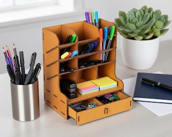 Wood Desk Organizer, Pencil Holder, Office Desk Accessories, Coworker Gift