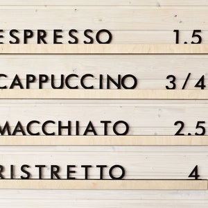 Tablero de madera para pared con barandilla, tablero de letras intercambiable, tablero de mensajes de roble y nogal, menú de panadería, juego de repisas para letras, soporte para menú de cafetería, letrero de cafetería