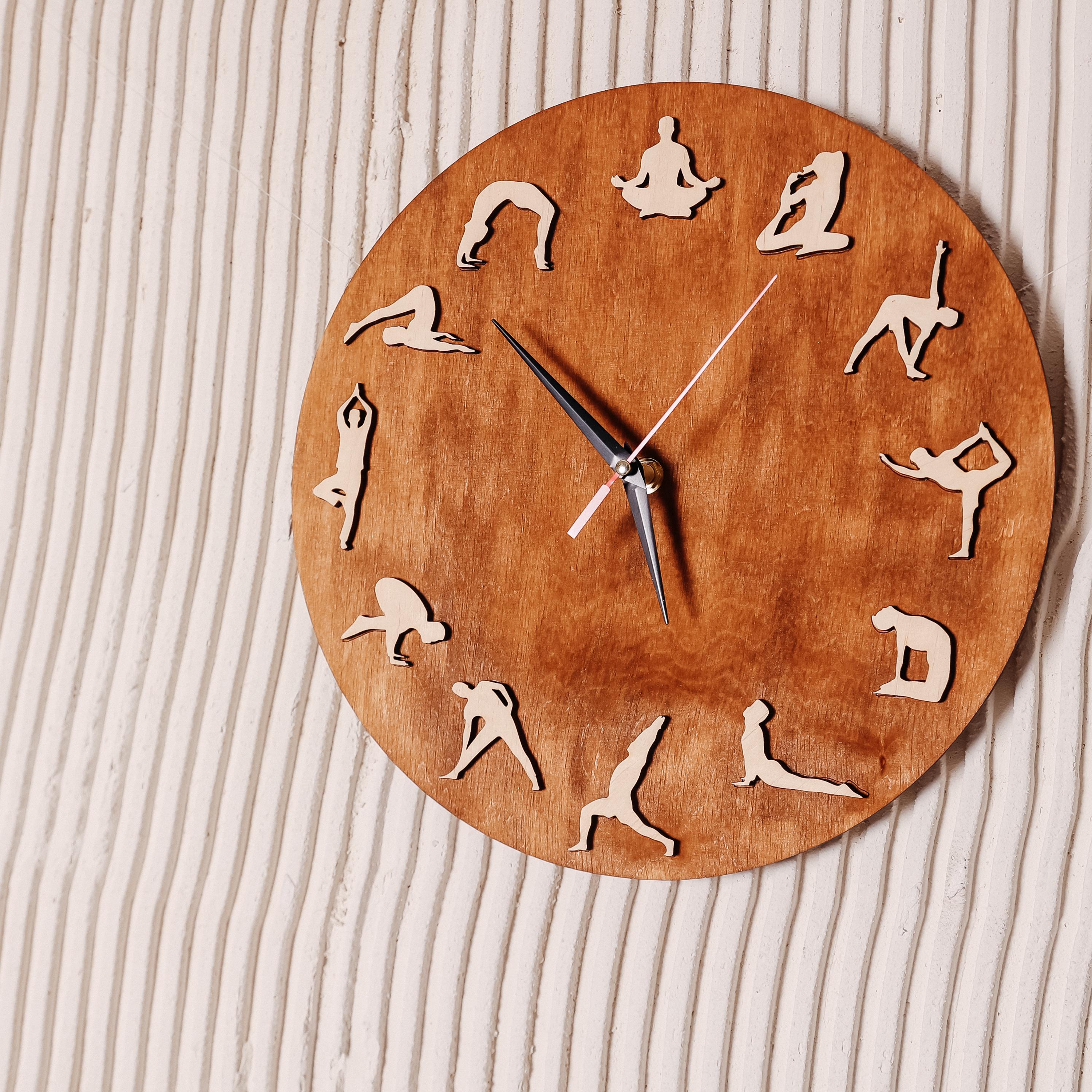 Meditating Clock Pilates Wall Clock, Yoga Poses Clock, Stretching Clock, Pilates Yoga ...