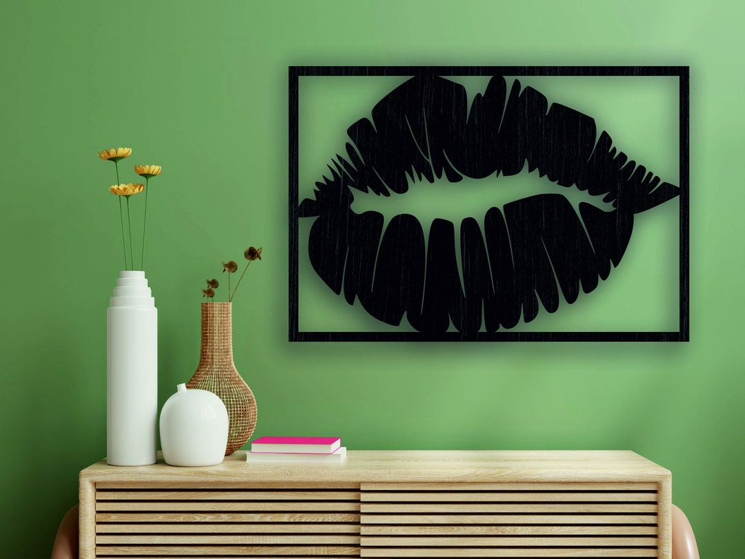 Wood Lips Red Lips Wall Art Wood Wall Decor Above Bed Decor Beauty
