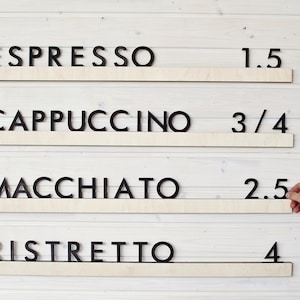 Quadro de menu de trilho de parede, menu de parede de café, quadro de letras alterável, quadro de mensagens, menu de padeiro, conjunto de bordas de letras, suporte de menu de cafeteria