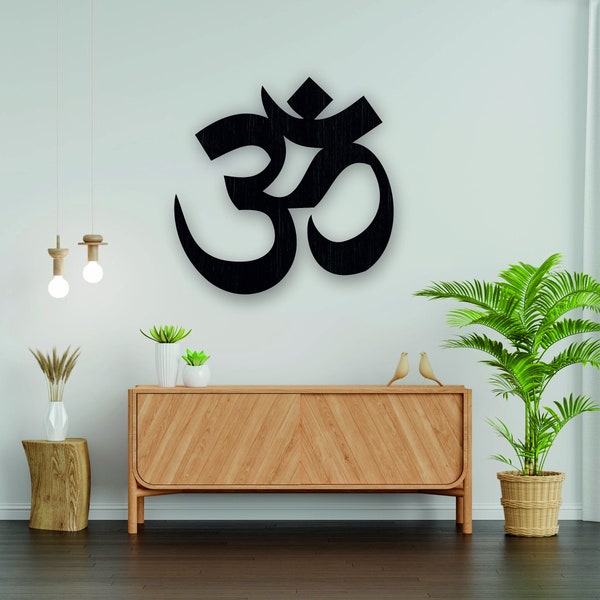 Wooden Wall Art, Wood Om Decor, Yoga Gifts, OM Symbol Wall Art, Yoga Studio Decor, Interior Decoration, Wall Hanging, Wooden Sign