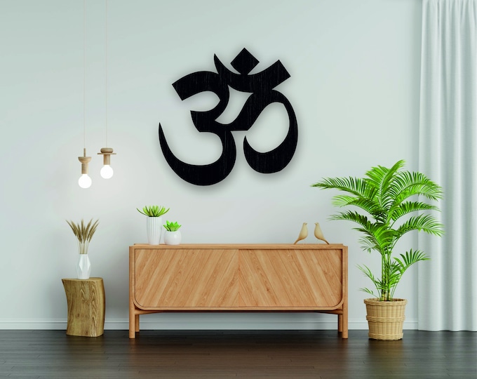 Om Wall Hanging Hand Carved Wooden Om Hanging Choose From 3 Sizes Small