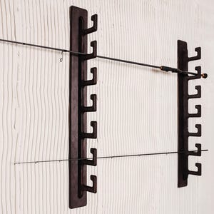 Wall rod rack, Rod holder, Wood rod rack, Fishing rack, Wall mounted Fishing rod rack, Rod storage, Fishing Pole rack, Fisherman gift