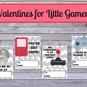 San Valentín imprimible con temática de videojuegos para niños. Descarga Digital Tarjetas de San Valentín para Niños. Cartas de amor de jugadores para niños
