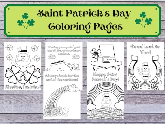Saint Patrick's Day Themed Coloring Pages for Kids. Black