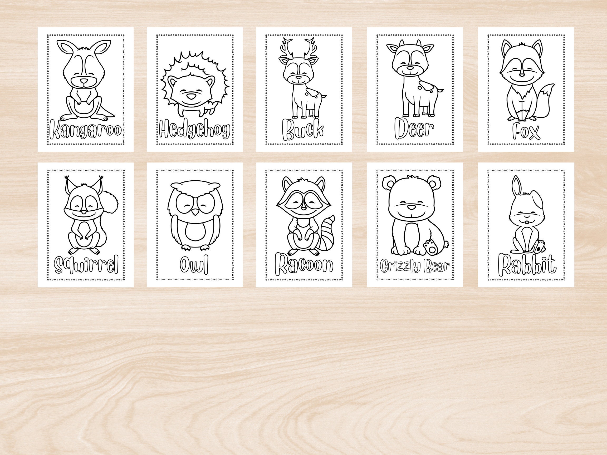 Cute Animal Coloring Page Bundle. Printable Activity for Kids ...