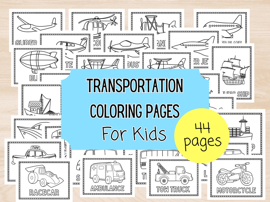 Transportation Coloring Pages. Cars, Trucks, Planes, Boats
