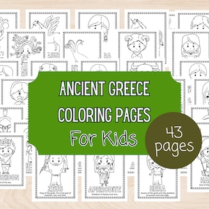 Ancient Greece Educational Coloring Pages for Kids. Teaching Kids About Ancient Civilizations. Homeschool History and Social Studies