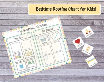 Kids Daily Responsibilities Chart. Printable Bedtime Routine Poster. Digital Download. Children Chores Checklist. Evening Todo List for Kids