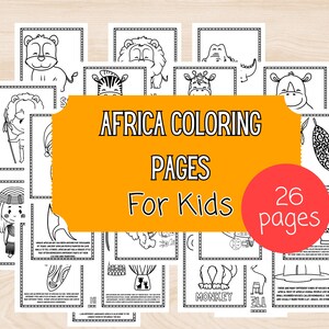Let&#39;s Learn About Africa Coloring Page Bundle. 26 Coloring Activity Pages to Teach Kids About African Culture and People. Homeschool Work