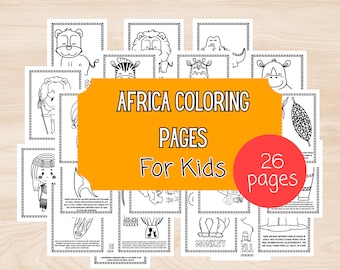 Let's Learn About Africa Coloring Page Bundle. 26 Coloring Activity Pages to Teach Kids About African Culture and People. Homeschool Work