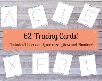 Early Education Alphabet and Number Tracing Cards. Kindergarten and Preschool Activity Cards. Homeschool Activity/Game. Montessori
