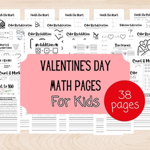 Afdrukbare Valentijnsdag wiskundepagina's voor kinderen. Wiskundewerkbladen op kleuter- en kleuterschoolniveau. Homeschool Curriculum Lesmateriaal
